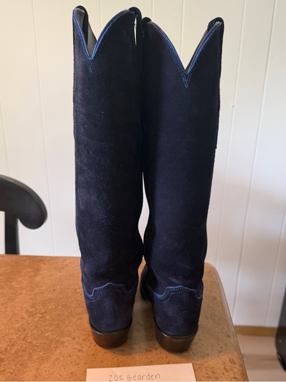 Lucchese Edie Navy Suede cowboy boots - Picture 4 of 7